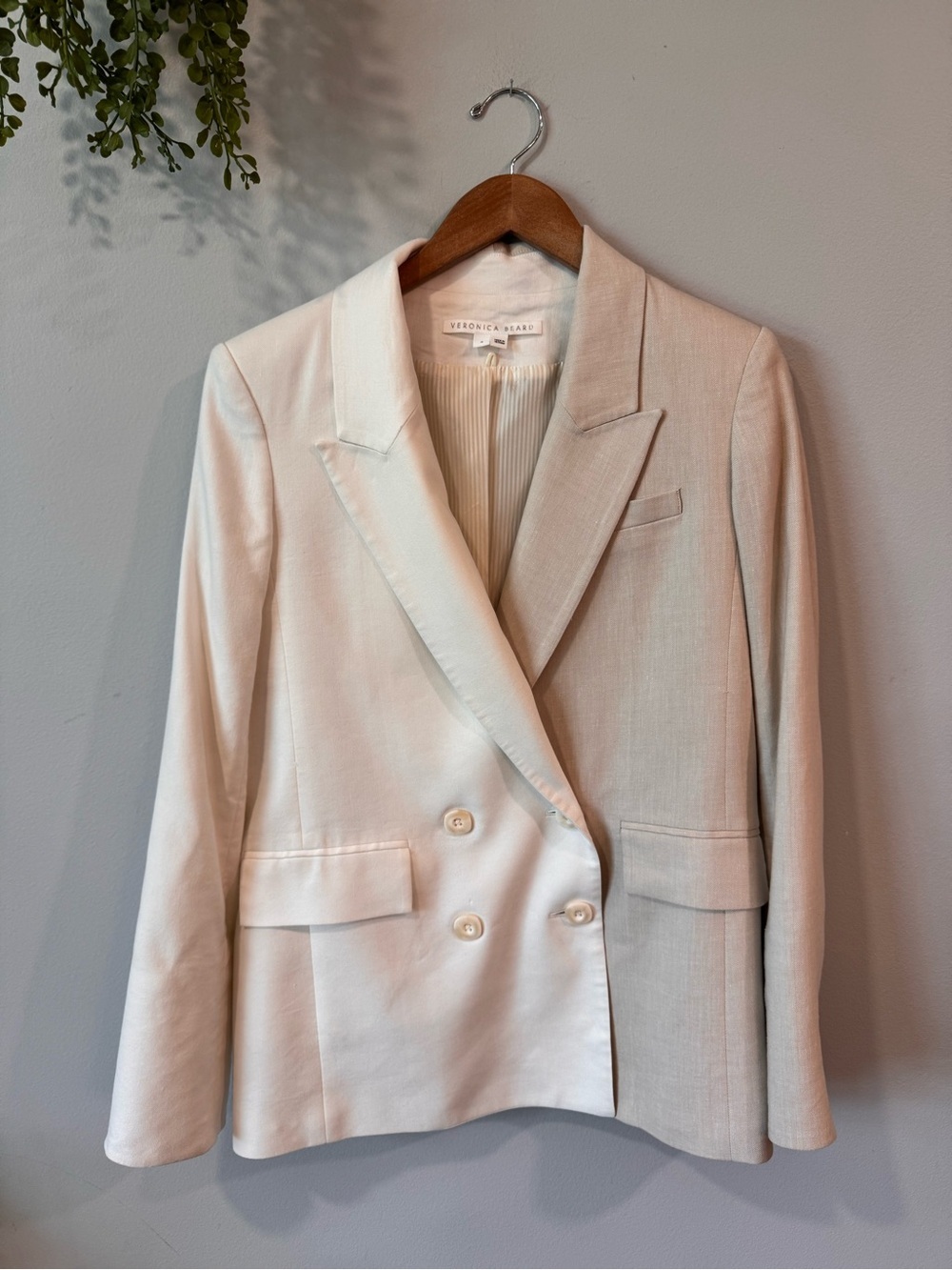 Veronica Beard Ivory Double-Breasted Blazer Size 8
